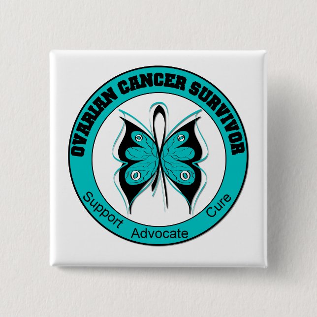OVARIAN CANCER SURVIVOR T-Shirts 15 Cm Square Badge (Front)