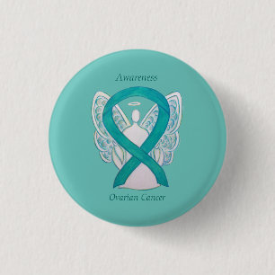 Ovarian Cancer Teal Awareness Ribbon Angel Pin