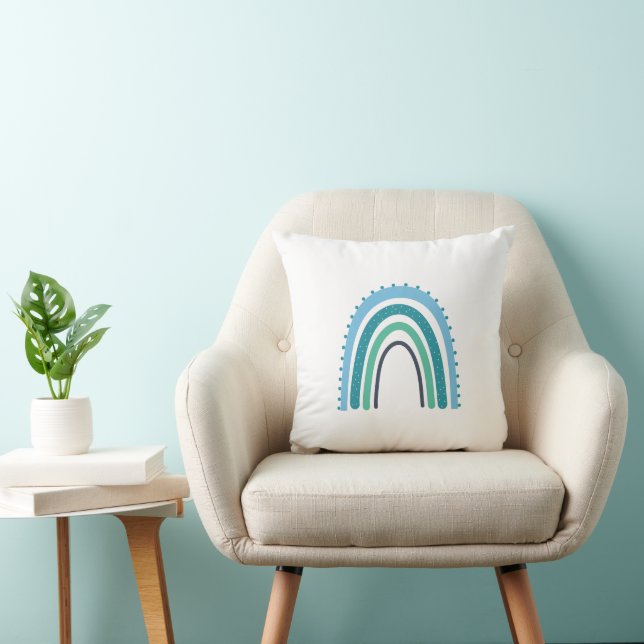 Ovarian Cancer Teal Rainbow Pouf Cushion (Chair)