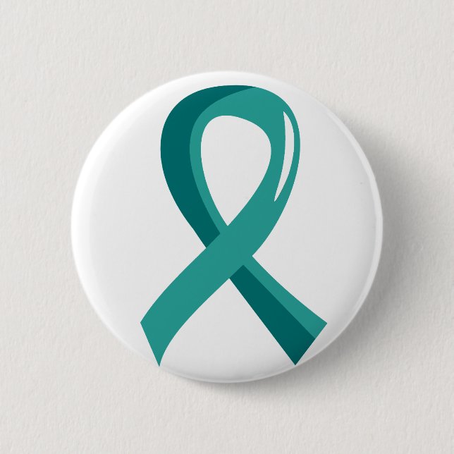 Ovarian Cancer Teal Ribbon 3 6 Cm Round Badge (Front)