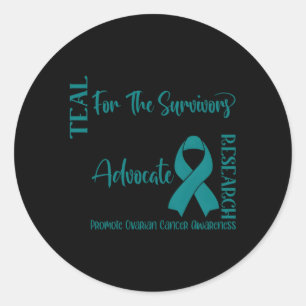 Ovarian Cancer Teal Ribbon Cancer Awareness Classic Round Sticker