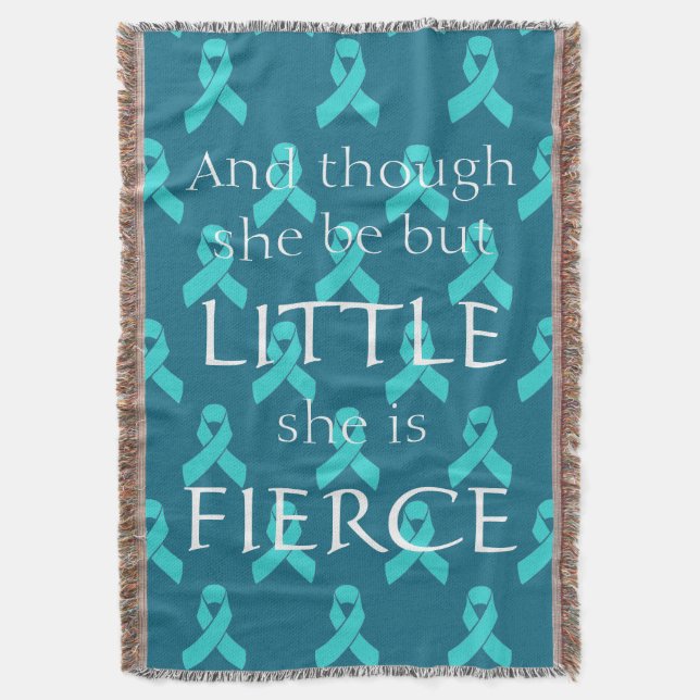 Ovarian Cancer Teal Ribbon Throw Blanket (Front Vertical)