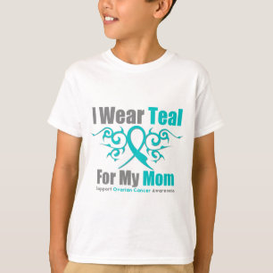 Ovarian Cancer Teal Tribal Ribbon Mum T-Shirt