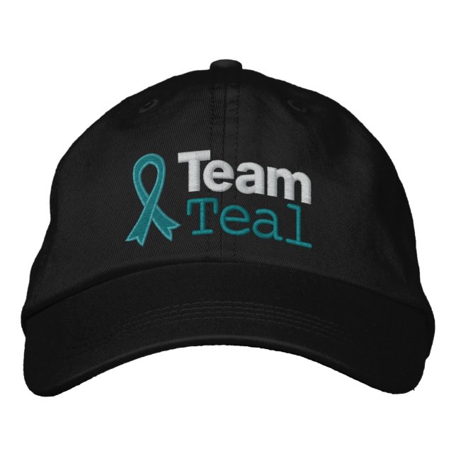 Ovarian Cancer Team Teal Embroidered Hat (Front)