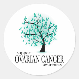 Ovarian Cancer Tree Classic Round Sticker