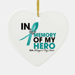 Ovarian Cancer Tribute In Memory of My Hero Ceramic Tree Decoration