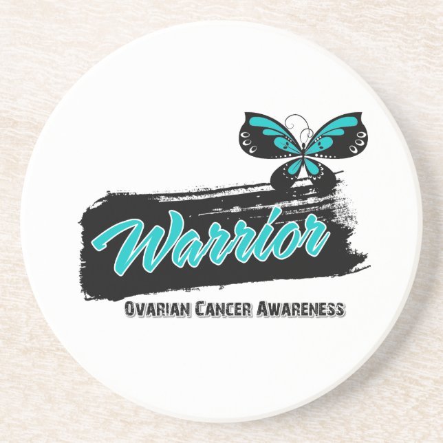 Ovarian Cancer Warrior Butterfly Coaster (Front)