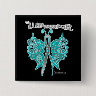 Ovarian Cancer Warrior Celtic Butterfly 15 Cm Square Badge