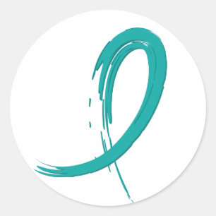 Ovarian Cancer's Teal Ribbon A4 Classic Round Sticker