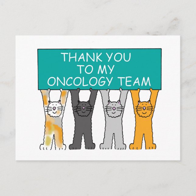 Ovarian Oncology Team Thanks, Cartoon Cats. Postcard (Front)