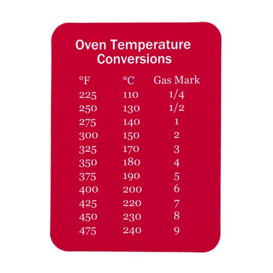 Oven Conversion Chart Magnet | Zazzle.co.uk