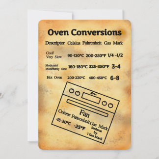 Oven conversion chart temperature Flat Card