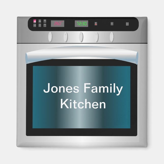 Oven graphic with personalised text magnet (Front)
