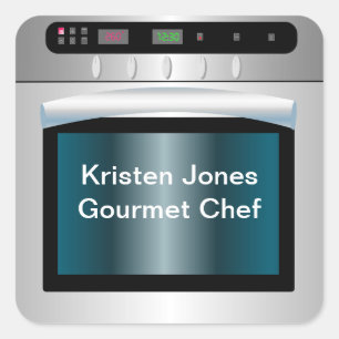 Oven graphic with personalised text square sticker
