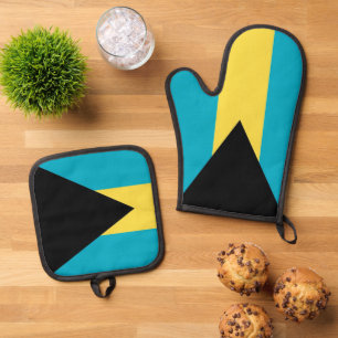 Oven Mitt and Pot Holders, Bahamas flag Oven Mitt & Pot Holder Set