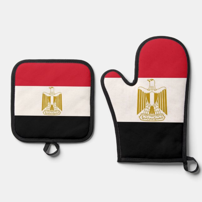 Oven Mitt and Pot Holders, Egypt flag Oven Mitt & Pot Holder Set (Front)