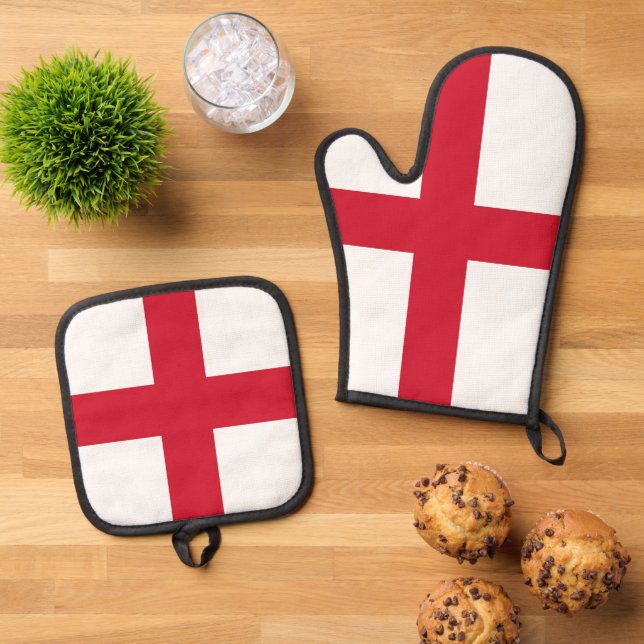 Oven Mitt and Pot Holders, England flag Oven Mitt & Pot Holder Set (Top Down)