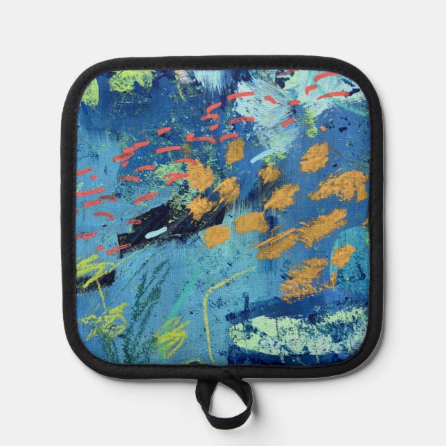 Oven Mitt and Pot Holders in Blackfish Design (Front)