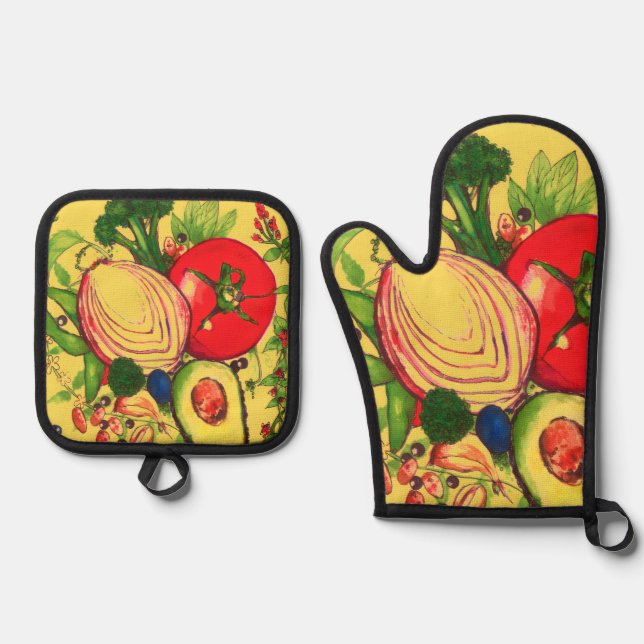 Oven Mitt and Pot Holders Oven Mitt & Pot Holder Set (Front)