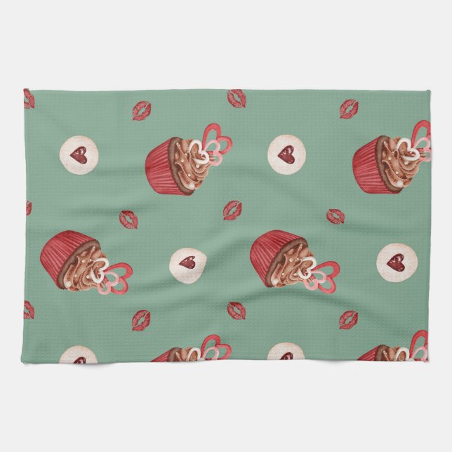 Oven Mitt and Pot Holders sweet pattern Tea Towel (Horizontal)