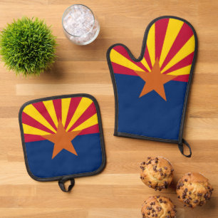 Oven Mitt and Pot Holders with flag of Arizona, US Oven Mitt & Pot Holder Set