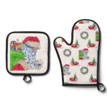 Oven Mitt and Potholder Holiday Santa