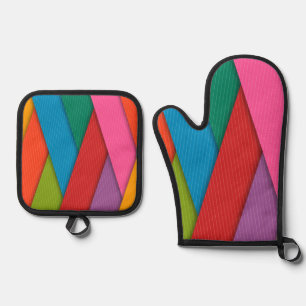 Oven Mitt & Pot Holders Abstract Colours Holder Set