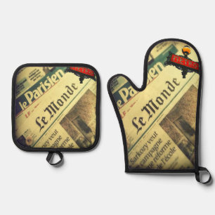Oven Mitt & Pot Holders Paris France  Holder Set