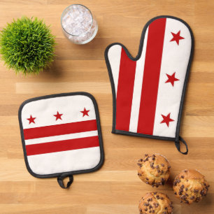 Oven Mitt, Pot Holders, Washington DC flag Oven Mitt & Pot Holder Set