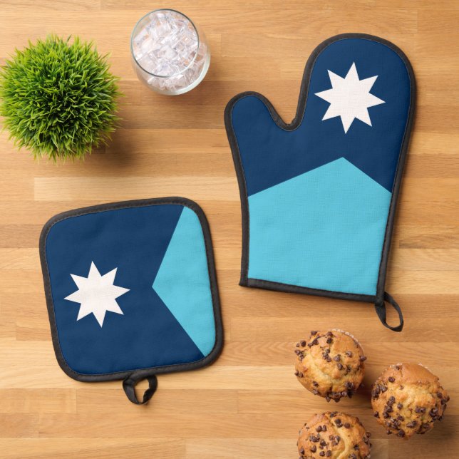 Oven Mitt, Pot Holders with flag of Minnesota, USA Oven Mitt & Pot Holder Set (Top Down)