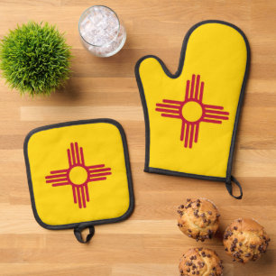 Oven Mitt, Pot Holders with flag of New Mexico, US Oven Mitt & Pot Holder Set