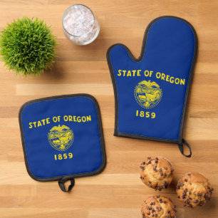 Oven Mitt, Pot Holders with flag of Oregon, US Oven Mitt & Pot Holder Set