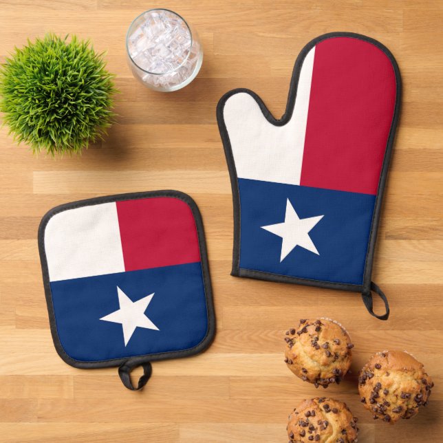 Oven Mitt, Pot Holders with flag of Texas Oven Mitt & Pot Holder Set (Top Down)