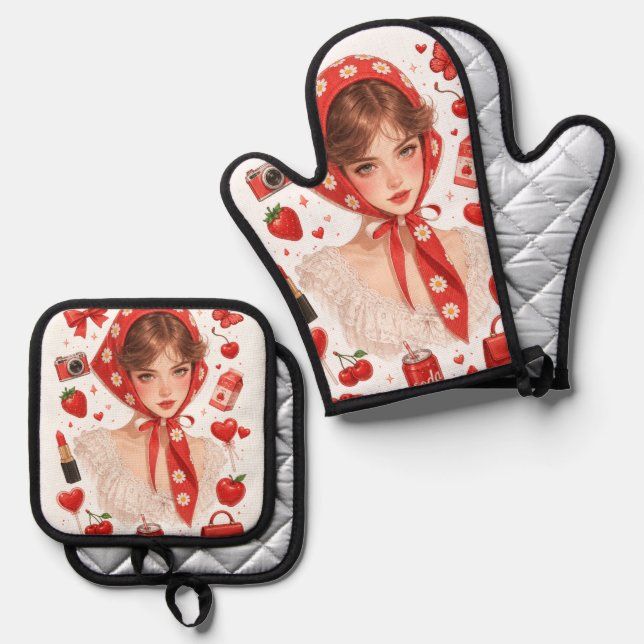  Oven Mitts & Pot Holders Oven Mitt & Pot Holder Set (Front/Back)