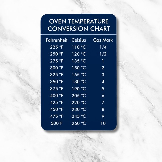 oven temperature conversion chart navy blue magnet (Add your own QR Code text Scan Minimal Simple Rubber Stamp
)