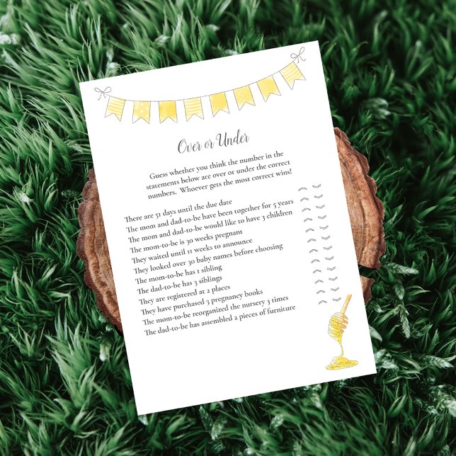 Over and Under Game Teddy Bear and Honey Card (Creator Uploaded)