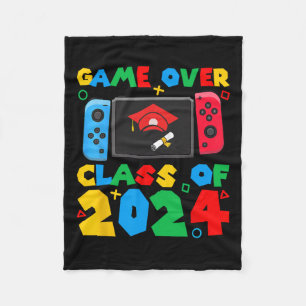 Over Cl Of 2024 Video Gamer Students Funny Graduat Fleece Blanket