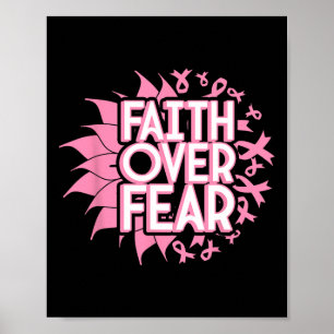 Over Fear Breast Cancer Awareness Christian Pink Poster