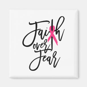 Over Fear Cross Breast Cancer Awareness Christian Magnet