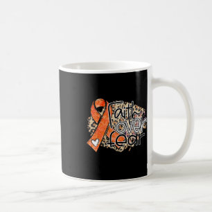 Over Fear Leopard Orange Ribbon Leukaemia Awarenes Coffee Mug