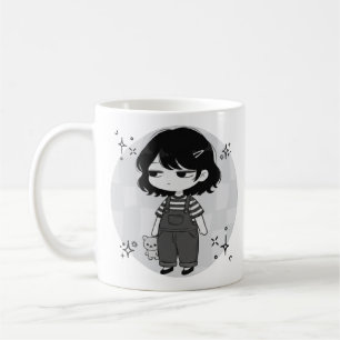 Over It Round Aesthetic Chibi Girl Illustration Coffee Mug