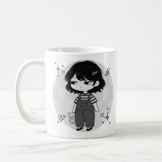 Over It Round Aesthetic Chibi Girl Illustration Coffee Mug