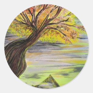 Over Looking Tree  Classic Round Sticker