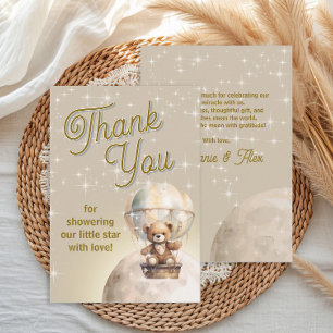 Over Moon Teddy Bear Gender Neutral Baby Shower Thank You Card