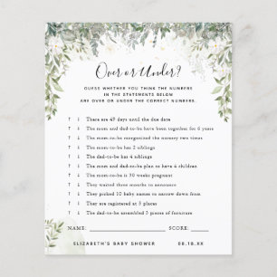 Over or Under   Baby Shower Game