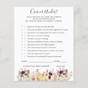 Over or Under   Baby Shower Game