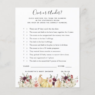 Over or Under Baby Shower Game