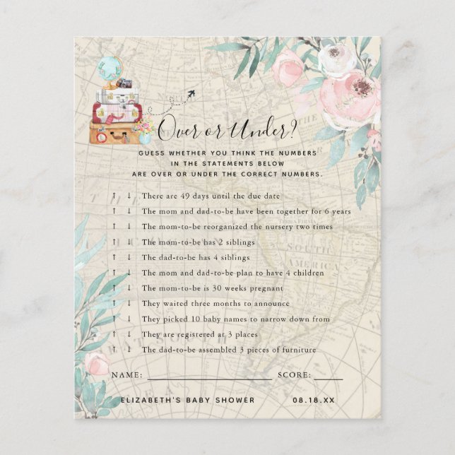 Over or Under | Baby Shower Game (Front)