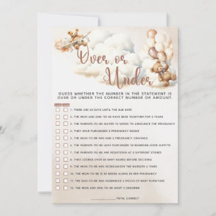 OVER OR UNDER Baby Shower Game Cute Bear Balloons Invitation