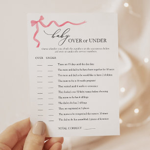 Over or Under Baby Shower Game  Invitation